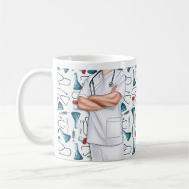Male Nurse White Scrubs Personlig Coffee Mugg