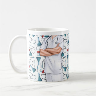 Male Nurse White Scrubs Personlig Coffee Mugg