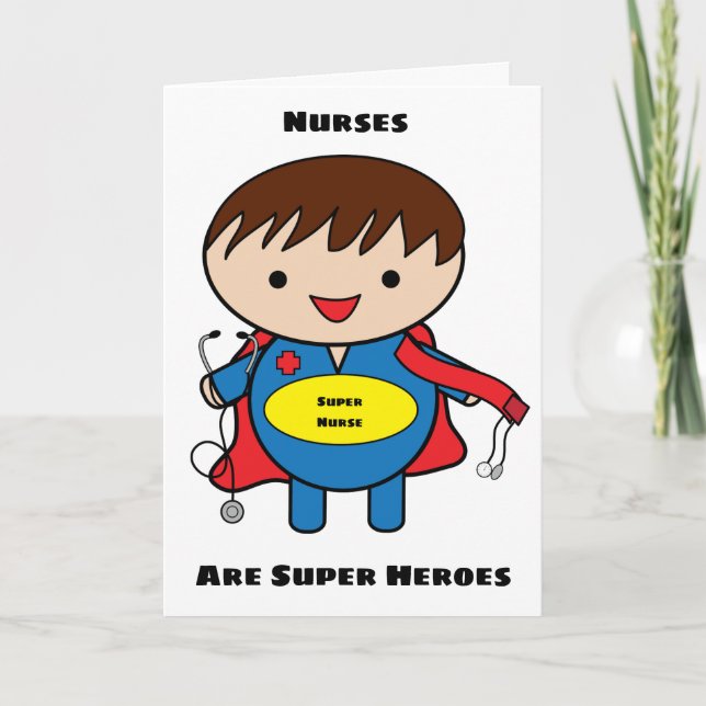 Male Nurses Toppen Hero Kawaii Personalize Kort (Framsida)