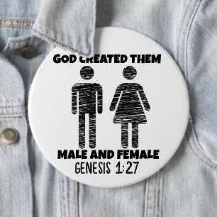 MALE OCH KVINNA GENESIS CHRISTIAN GIANT BUTTONS KNAPP