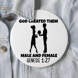 MALE OCH KVINNA GENESIS CHRISTIAN GIANT BUTTONS KNAPP