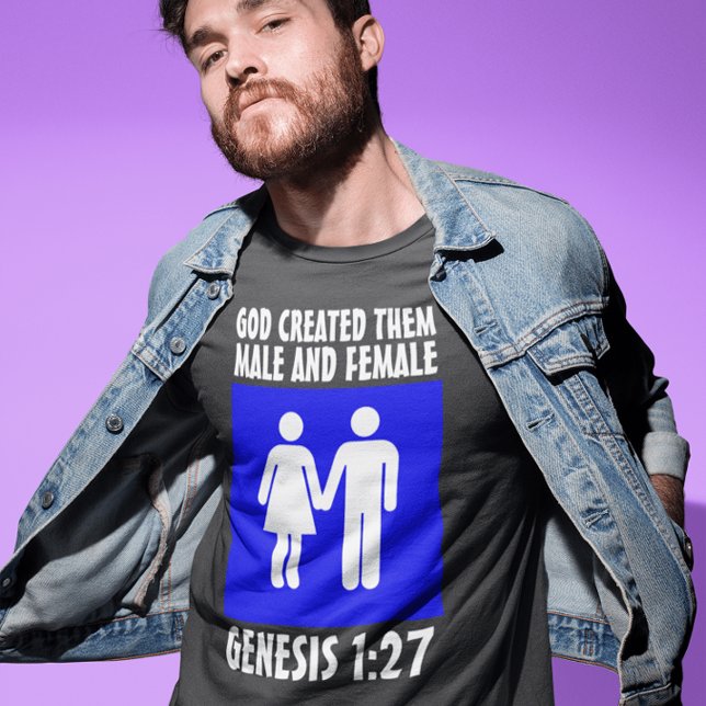 MALE OCH KVINNA KRISTNA GENESIS 1:27 T-Shirts (Skapare uppladdad)