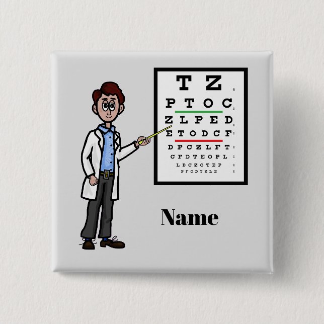 Male Optometrist Namn Button Knapp (Framsida)