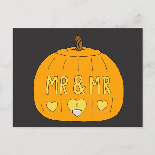 Male par Halloween Gay Romantik Vykort (Framsida)