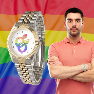 Male par Pride Symbols Rainbow Flagga Armbandsur