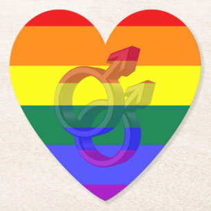 Male par Pride Symbols Rainbow Flagga Underlägg Papper