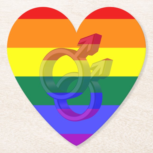 Male par Pride Symbols Rainbow Flagga Underlägg Papper (Framsida)