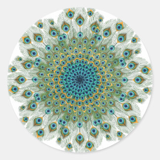 Male Peacock Colorful Mandala Runt Klistermärke