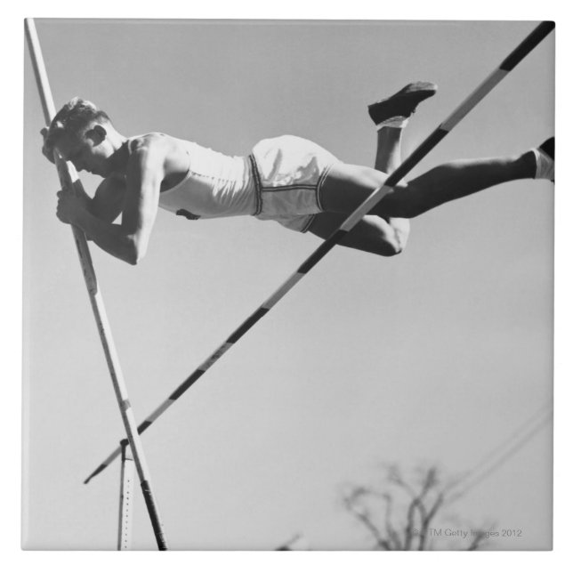 Male Pole Vaulter Kakelplatta (Framsidan)