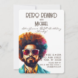 Male Retro Rewind 50:e födelsedagen Shindig Party Inbjudningar