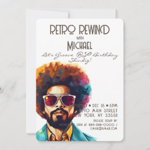 Male Retro Rewind 50:e födelsedagen Shindig Party Inbjudningar