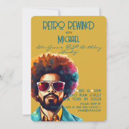 Male Retro Rewind 50:e födelsedagen Shindig Party Inbjudningar