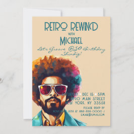 Male Retro Rewind 50:e födelsedagen Shindig Party Inbjudningar