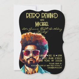 Male Retro Rewind 50:e födelsedagen Shindig Party Inbjudningar