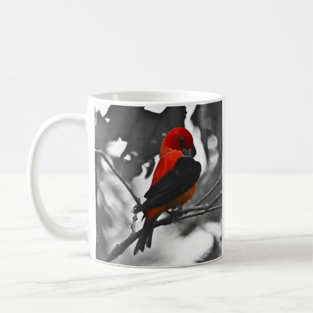 Male Scarlet Tanager Kaffemugg (Vänster)