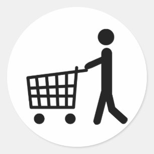 male shoppinglogotyp runt klistermärke