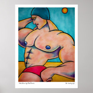 Male Simma Cap red trunks av Lee Vandergrift Poster