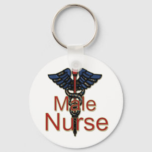 Male sjuksköterska med caduceusen nyckelring