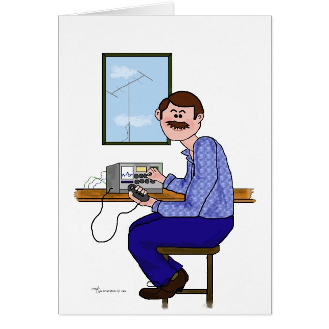 Male skinka radiosände operatören - brunt hår & hälsningskort (Framsidan)