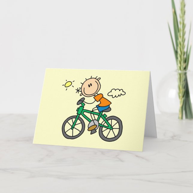 Male Stick figur Bicyclist Tshirts och presenter Kort (Framsida)
