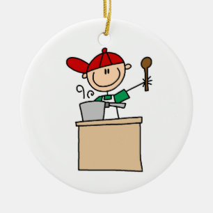 Male Stick figur Cook Julgransprydnad Keramik
