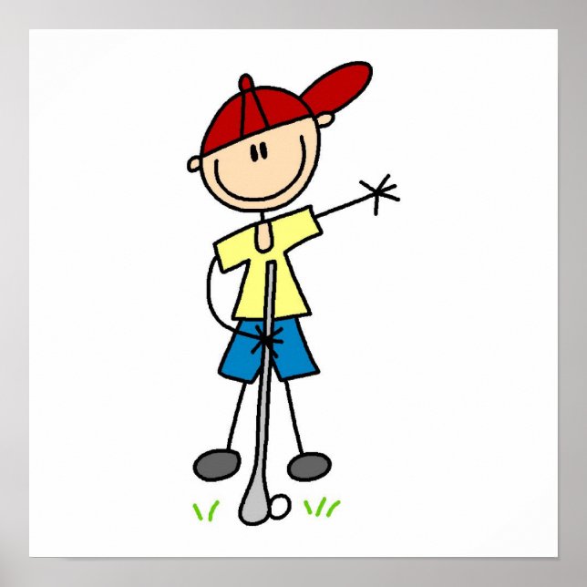 Male Stick figur Golfer Poster (Framsidan)