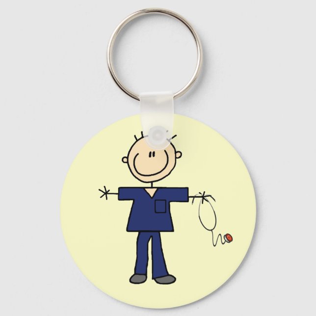 Male Stick figur Nurse - Blue Nyckelring (Framsida)