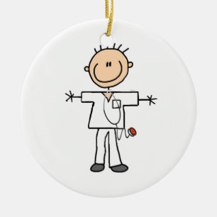 Male Stick figur Nurse Julgransprydnad Keramik