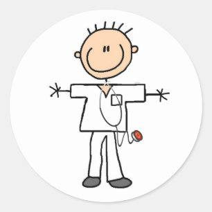 Male Stick figur Nurse Runt Klistermärke