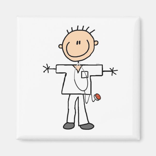 Male Stick figur Nurse Tshirts och presenter Magnet (Framsidan)