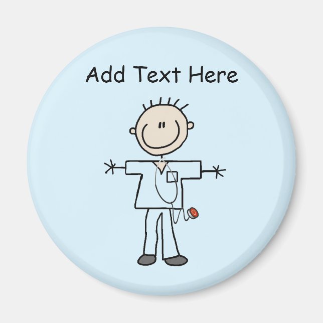 Male Stick figur Nurse Tshirts och presenter Magnet (Framsidan)