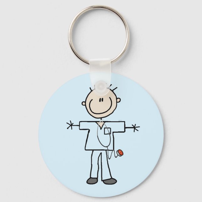 Male Stick figur Nurse Tshirts och presenter Nyckelring (Framsida)