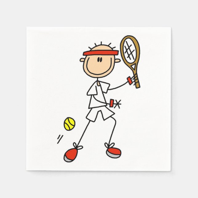 Male Stick figur Tennis Player Pappersservett (Framsidan)