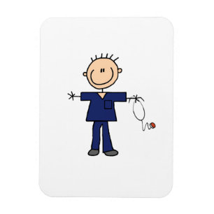 Male stick figursjuksköterska - blått magnet
