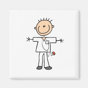 Male stick figursjuksköterska magnet
