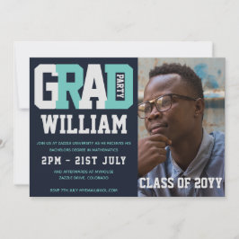 Male STUDENTEN PHOTO-inbjudan blåturkos Inbjudningar