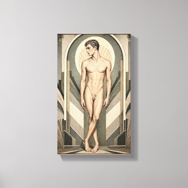 Male Study Art Deco Canvastryck (Framsida)