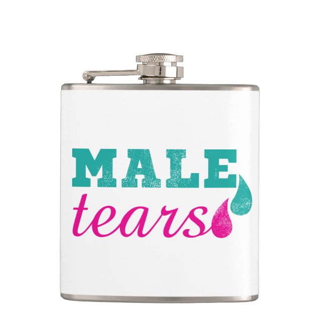 Male Tårar Funny Rosa och Teal Fickplunta (Framsidan)