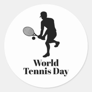 Male Tennis Player Silhouette Customize Stickers Runt Klistermärke