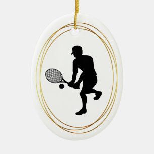 Male Tennis Player Silhouette jul Ornament