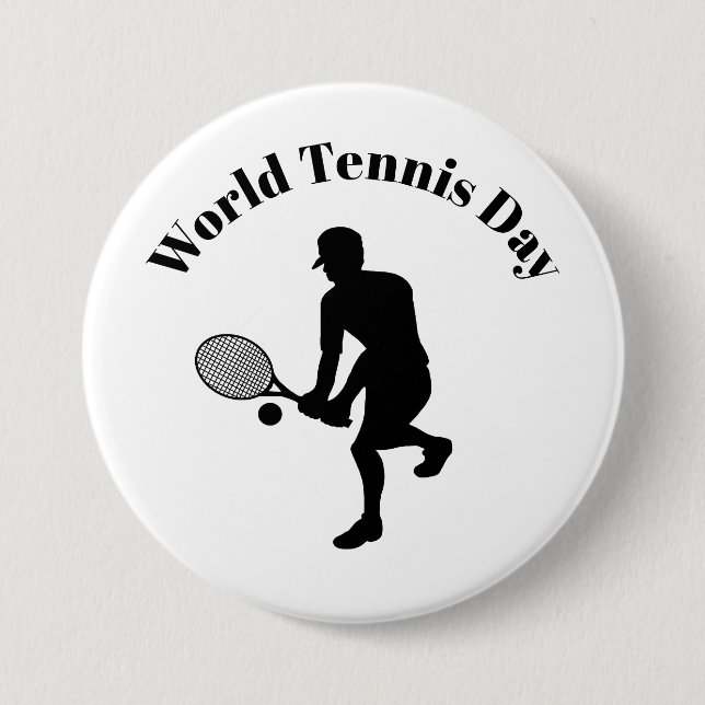 Male Tennis Player Silhouette Tennis Button Knapp (Framsida)