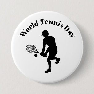 Male Tennis Player Silhouette Tennis Button Knapp