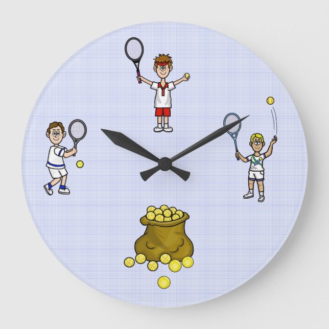 Male Tennis Players Wall Clock Stor Klocka (Framsida)