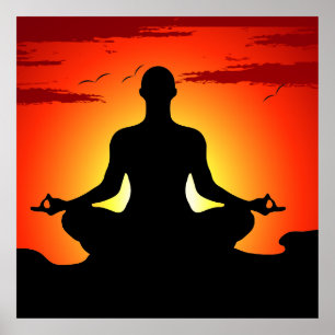 Male Yoga som mediterar XL-affischen Poster