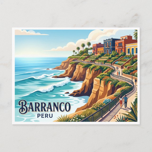 Malecón de Barranco Lima Peru Vykort (Framsida)