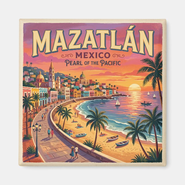 Malecón i Mazatlán Mexiko Magnet (Framsidan)