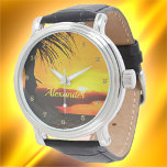 Malecon Sunset 2441 Armbandsur<br><div class="desc">Att måla "Malecon Sunset 2441" Collection The Manar Vintage Leather Watch är ett stort tidsstycke som aldrig kommer att försvinna från stil. Underbar för både formellt och roligt tillfälle. Anpassa på produktsidan eller klicka på knappen "Anpassa" om du vill ha fler designalternativ. Konstruktionen skapades från min målning "Malecon Sunset 2441"...</div>