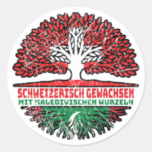 Malediven Maledivisch Schweizer Schweiz Baum Runt Klistermärke