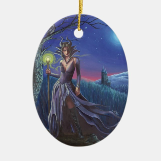 Maleficent prydnad som sovar skönhetprydnaden julgransprydnad keramik (Framsidan)