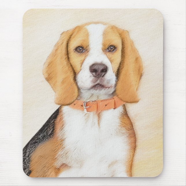 Måleri av Beagle Hund Original Djurutbildning Musmatta (Framsidan)